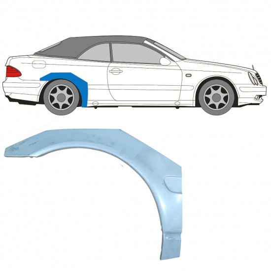 Pannello di riparazione parafango posteriore per Mercedes CLK A208 Cabrio 1997-2003 / Destra / CABRIO 7688