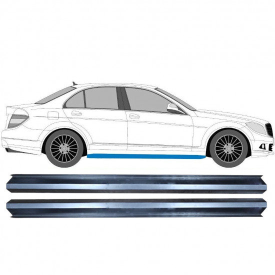 Pannello di riparazione sottoporta lamiera per Mercedes C-Class W204 2007-2014 / Sinistra = Destra (simmetrico) / Set 10394