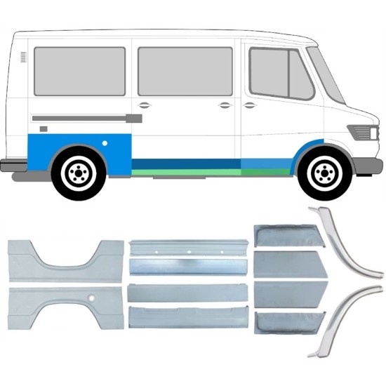 Set di pannelli di riparazione per Mercedes T1 207-410 1977-1995 / Sinistra+Destra / 6714