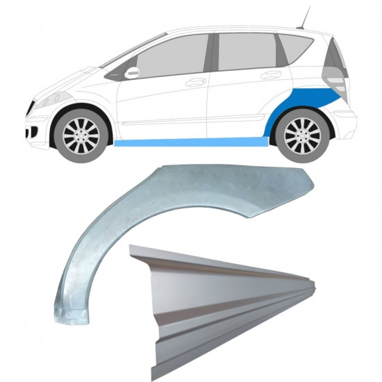 Pannello di riparazione sottoporta e parafango posteriore per Mercedes A-Class W169 2004-2012 / Sinistra / Set 11315