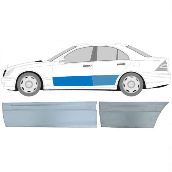 Lamiera di riparazione porta anteriore e posteriore per Mercedes C-Class W203 2000-2007 / Sinistra / Set 10674