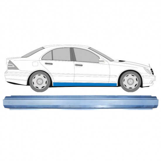 Pannello di riparazione sottoporta lamiera per Mercedes C-Class W203 2000-2007 / Sinistra = Destra (simmetrico) 7662