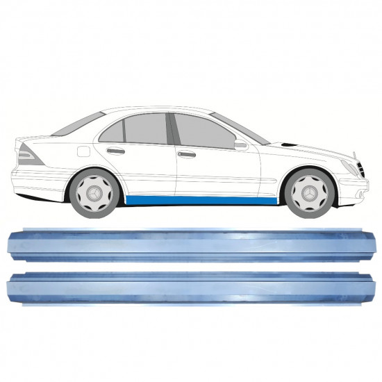 Pannello di riparazione sottoporta lamiera per Mercedes C-Class W203 2000-2007 / Sinistra = Destra (simmetrico) / Set 9610