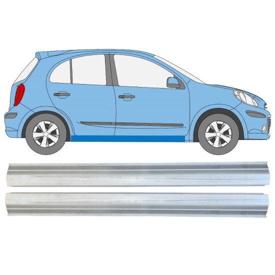 Pannello di riparazione sottoporta lamiera per Nissan Micra K13 2010-2017 / Sinistra+Destra / Set 15215
