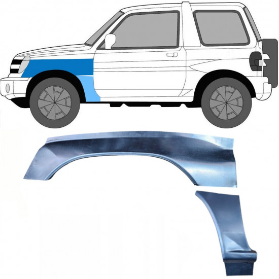 Pannello di riparazione parafango anteriore per Mitsubishi Pajero Pinin 1998-2007 / Sinistra / Set 10056