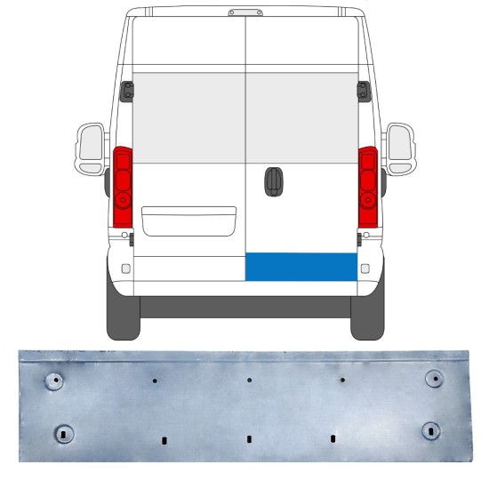 Pannello di riparazione porta posteriore per Opel Movano 2021-2026 / Destra 16512