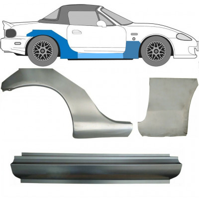 Pannello di riparazione sottoporta + parafango anteriore + posteriore per Mazda MX-5 1998-2005 NB / Destra / Set 11150