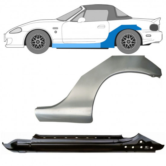 Lamiera di riparazione completo sottoporta e parafango posteriore per Mazda MX-5 1998-2005 NB / Sinistra / Set 11146