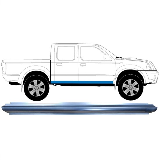 Pannello di riparazione sottoporta lamiera per Nissan Navara D22 1998-2005 / Sinistra = Destra (simmetrico) 8901