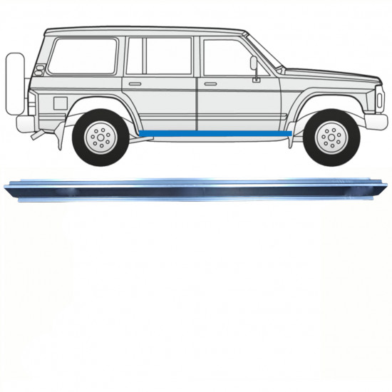 Pannello di riparazione sottoporta lamiera per Nissan Patrol Y60 GY60 1990-1997 / Sinistra = Destra (simmetrico) 8598