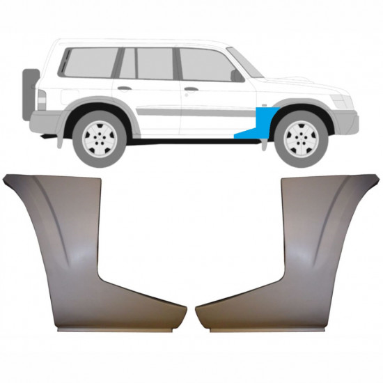 Pannello di riparazione sezione inferiore parafango anteriore per Nissan Patrol Y61 GY61 1997-2009 / Sinistra+Destra / Set 9625
