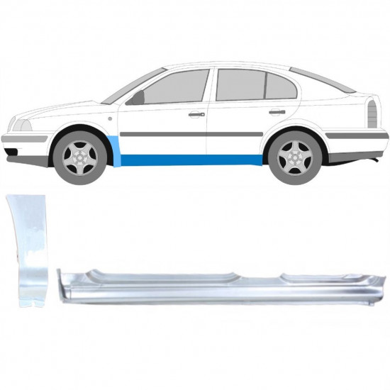 Lamiera di riparazione sottoporta completo e parafango anteriore per Skoda Octavia I 1996-2010 / Sinistra / Set 11174