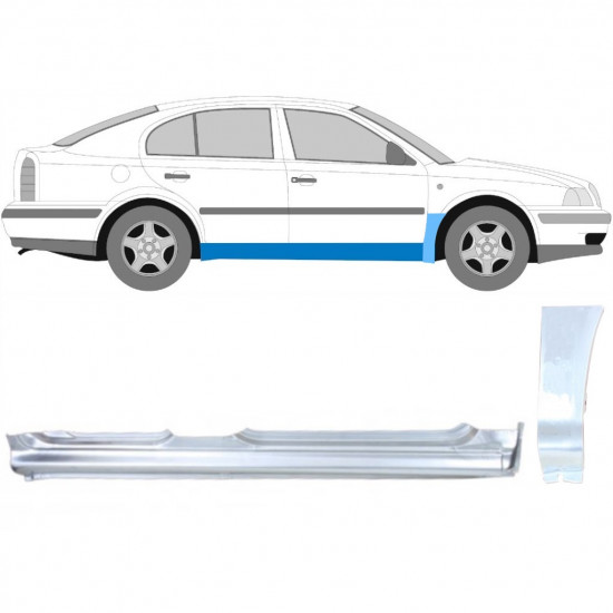 Lamiera di riparazione sottoporta completo e parafango anteriore per Skoda Octavia I 1996-2010 / Destra / Set 11173