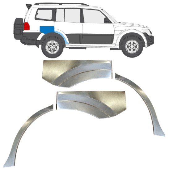 Pannello di riparazione parafango posteriore per Mitsubishi Pajero 2006-2021 / Sinistra+Destra / Set 14842