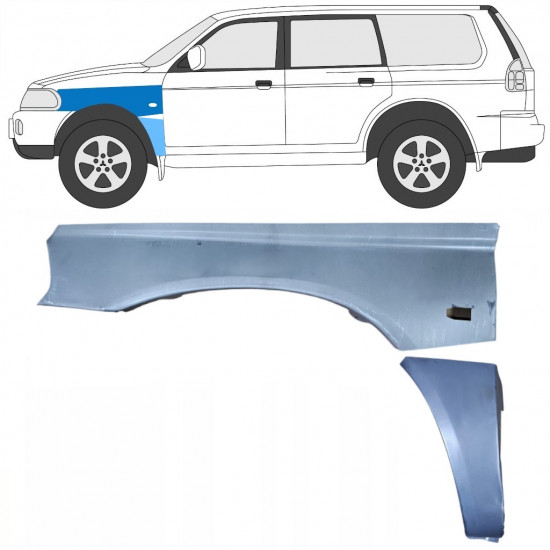 Pannello di riparazione parafango anteriore per Mitsubishi Pajero Sport 1996-2008 / Sinistra / Set 8543