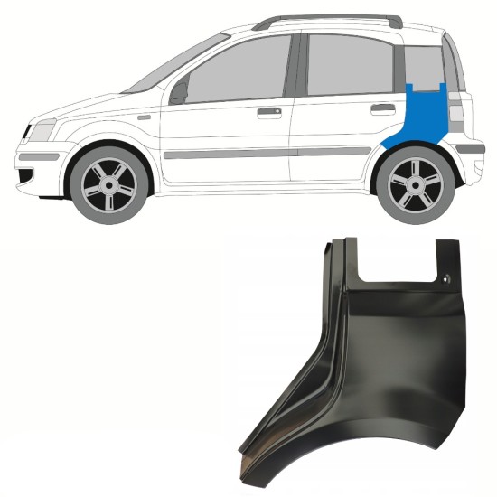 Pannello di riparazione parafango posteriore per Fiat Panda 2003-2012 / Sinistra 10752