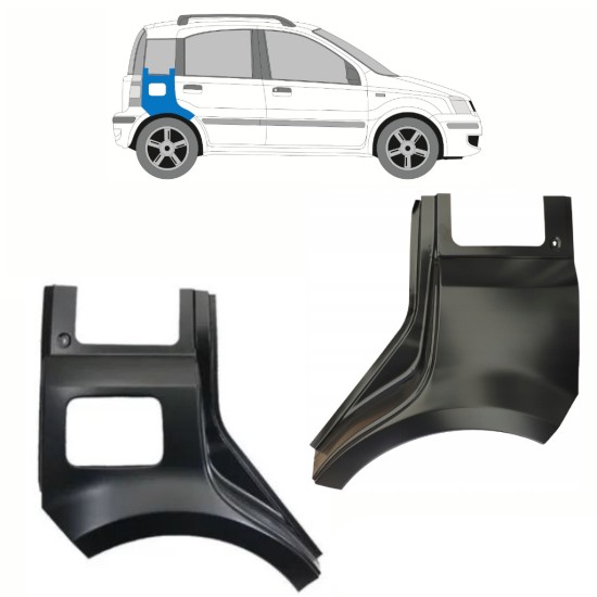 Pannello di riparazione parafango posteriore per Fiat Panda 2003-2012 / Sinistra+Destra / Set 10753