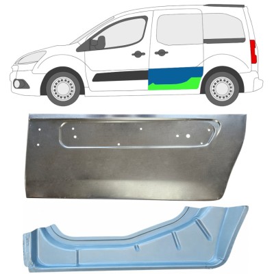 Pannello di riparazione esterno inferiore porta scorrevole per Peugeot Partner 2008-2018 / Sinistra / Set 17085