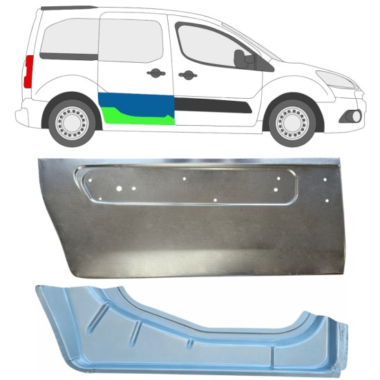 Pannello di riparazione esterno inferiore porta scorrevole per Citroen Berlingo 2008-2018 / Destra / Set 17086