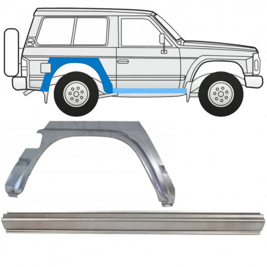 Pannello di riparazione sottoporta e parafango posteriore per Nissan Patrol Y60 GY60 1990-1997 / Destra / Set 11540
