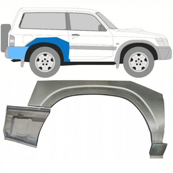 Pannello di riparazione parafango posteriore per Nissan Patrol Y61 GY61 1997-2009 / Destra / Set 10798