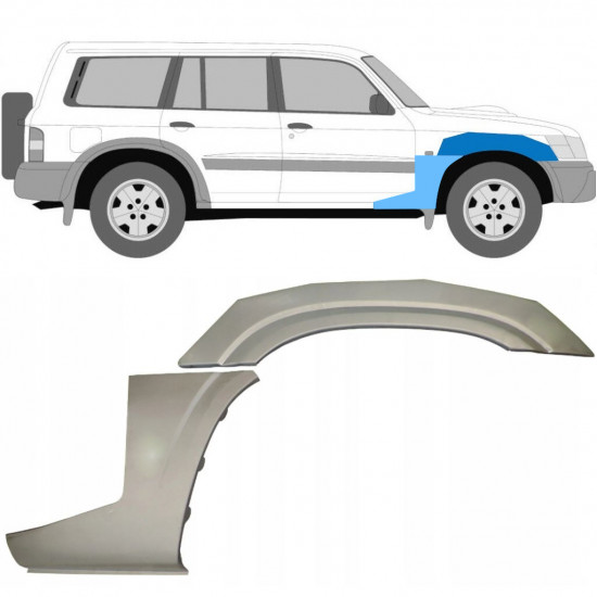 Pannello di riparazione parafango anteriore per Nissan Patrol Y61 GY61 1997-2009 / Destra / Set 10032