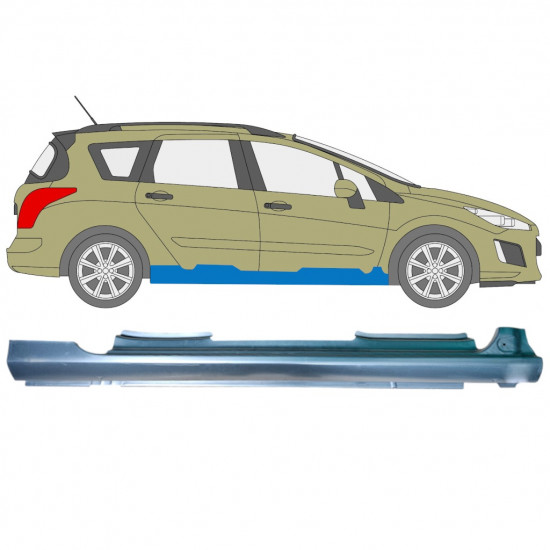 Sottoporta Lamiera Completo per Peugeot 308 2007-2013 / Destra 12886