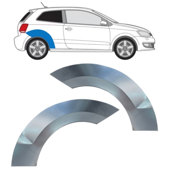 Pannello di riparazione parafango posteriore per Volkswagen Polo 2009-2017 / Sinistra+Destra / Set 16360