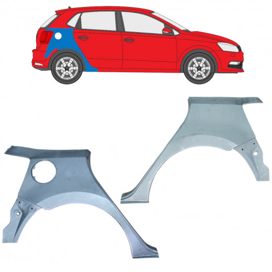 Pannello di riparazione parafango posteriore per Volkswagen Polo 2009-2017 / Sinistra+Destra / Set 12670