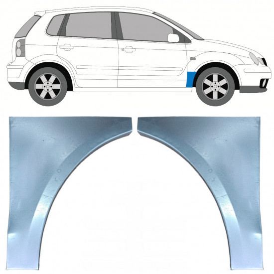 Pannello di riparazione parafango anteriore per Volkswagen Polo 2001-2009 / Sinistra+Destra / Set 9733