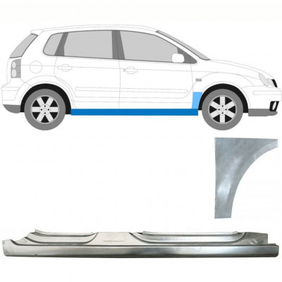 Lamiera di riparazione sottoporta completo e parafango anteriore per Volkswagen Polo 2001-2009 / Destra / Set 8729