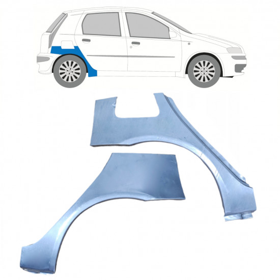 Pannello di riparazione parafango posteriore per Fiat Punto II 1999-2010 / Sinistra+Destra / Set 9683
