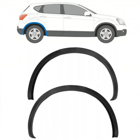 Modanatura laterale parafango posteriore per Nissan Qashqai 2007-2013 / Sinistra+Destra / Set 12687