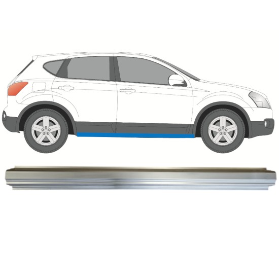 Pannello di riparazione sottoporta lamiera per Nissan Qashqai 2007-2013 / Sinistra = Destra (simmetrico) 14981