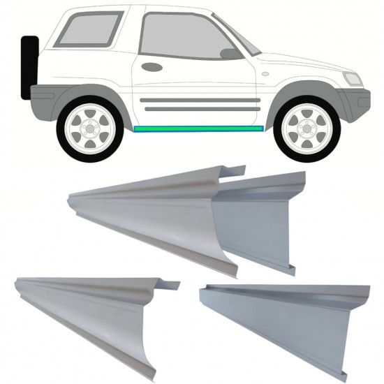 Pannello di riparazione sottoporta interno ed esterno per Toyota Rav4 1994-2000 / Sinistra = Destra (simmetrico) / Set 11325
