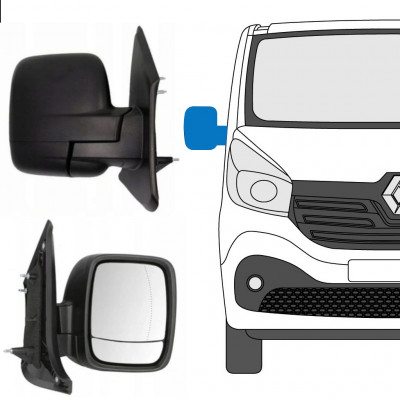Specchietto laterale a regolazione manuale per Opel Vivaro 2014-2019 / Destra 13141