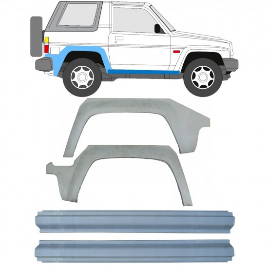 Pannello di riparazione sottoporta e parafango posteriore per Daihatsu Feroza Rocky Fourtrak 1984-1993 / Sinistra+Destra / Set 9508