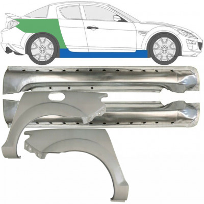 Lamiera di riparazione completo sottoporta e parafango posteriore per Mazda RX-8 2003-2012 / Sinistra+Destra / Set 9553