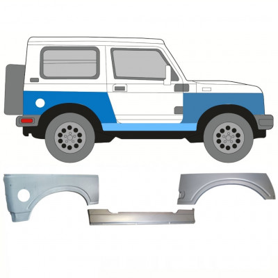 Pannello di riparazione sottoporta + parafango anteriore + posteriore per Suzuki Samurai 1981- / Destra / Set 11179