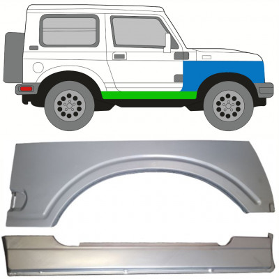 Lamiera di riparazione sottoporta completo e parafango anteriore per Suzuki Samurai 1981- / Destra / Set 10034