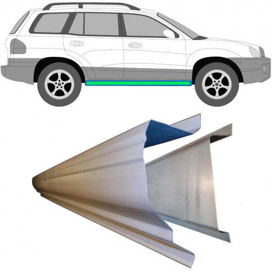 Pannello di riparazione sottoporta interno ed esterno per Hyundai Santa Fe 2001-2006 / Sinistra = Destra (simmetrico) / Set 11588