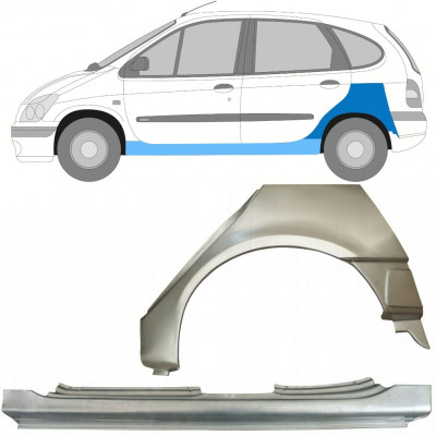 Pannello di riparazione sottoporta e parafango posteriore per Renault Megane I Scenic 1995-2003 / Sinistra / Set 10100