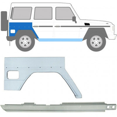 Pannello di riparazione sottoporta e parafango posteriore per Mercedes G-Class W460 W461 W463 1979- / Destra / Set 10009