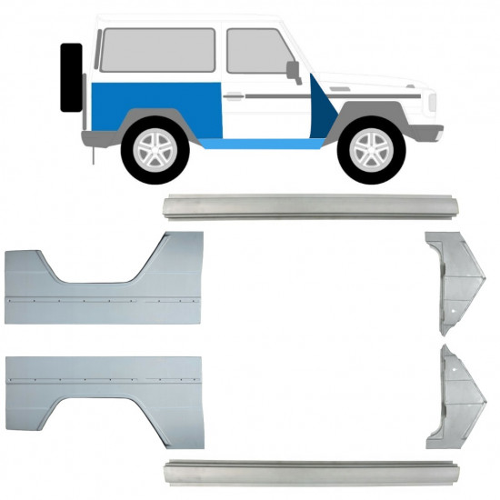 Pannello di riparazione sottoporta + parafango anteriore + posteriore per Mercedes G-Class W460 W461 W463 1979-2017 / Sinistra+Destra / Set 9709