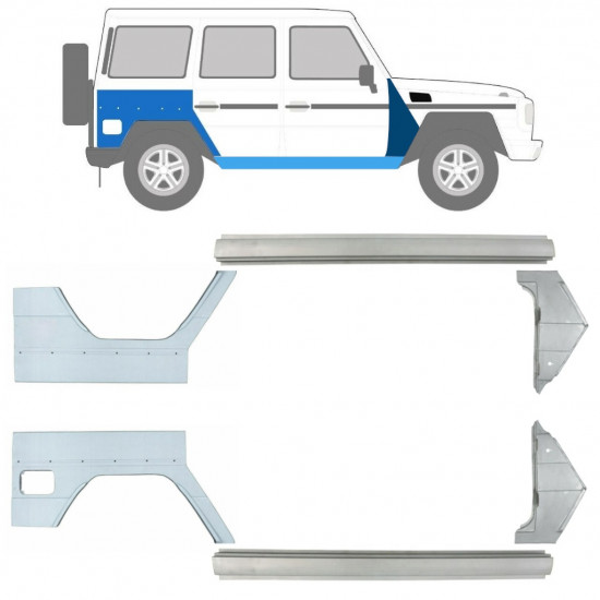 Pannello di riparazione sottoporta + parafango anteriore + posteriore per Mercedes G-Class W460 W461 W463 1979-2017 / Sinistra+Destra / Set 9711