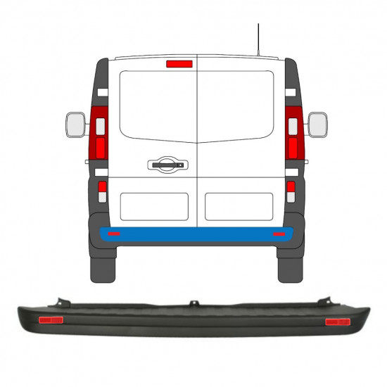 Paraurti posteriore con luce riflettente per Renault Trafic 2014- / Set 10089