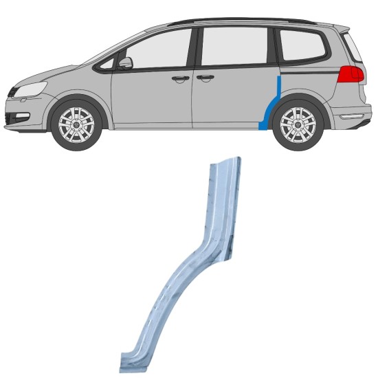 Pannello di riparazione sezione anteriore parafango posteriore per Volkswagen Sharan 2010-2022 / Sinistra 14601