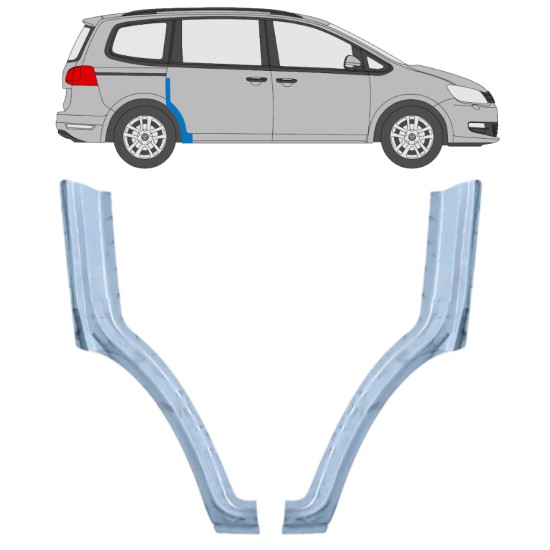 Pannello di riparazione sezione anteriore parafango posteriore per Volkswagen Sharan 2010-2022 / Sinistra+Destra / Set 14602