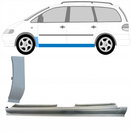 Lamiera di riparazione sottoporta completo e parafango anteriore per Ford Galaxy 1995-2010 / Sinistra / Set 13249