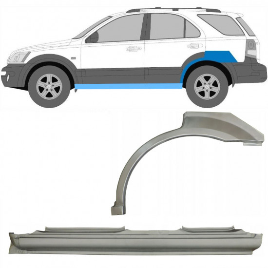 Lamiera di riparazione completo sottoporta e parafango posteriore per Kia Sorento 2002-2009 / Sinistra / Set 11712